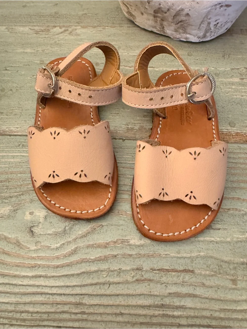 Adelisa & Co Bella Leather Scalloped Sandals